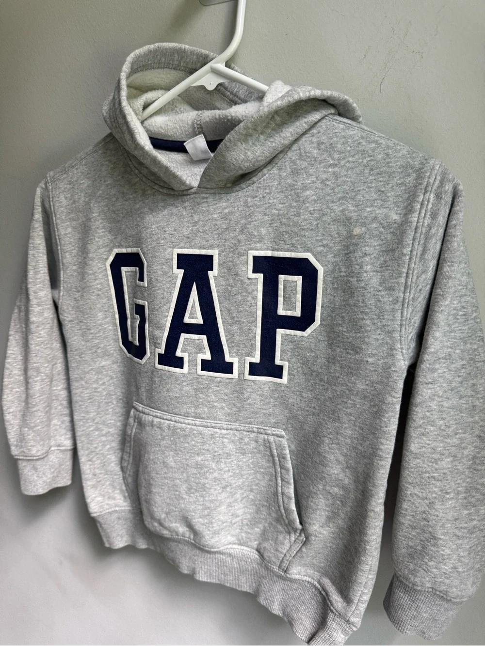GAP Kids Light Gray Hoodie with Navy Lettering